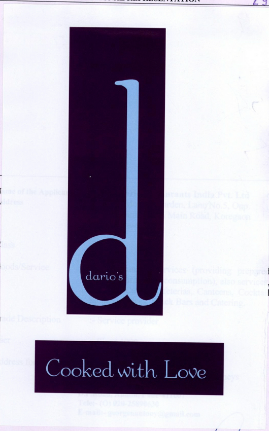 Dario`s Cooked With Love Device mark 1877747 Trademark