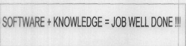 Foftware + Knowledge = Job Well Done !!! Device mark 1836674 Trademark