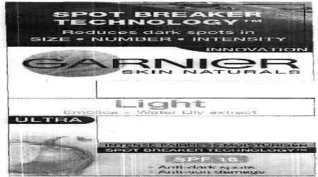 Garnier Skin Naturals Light (label) Device mark 2066224 Trademark