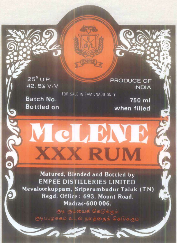 Mclene Rum Device mark 452596 Trademark