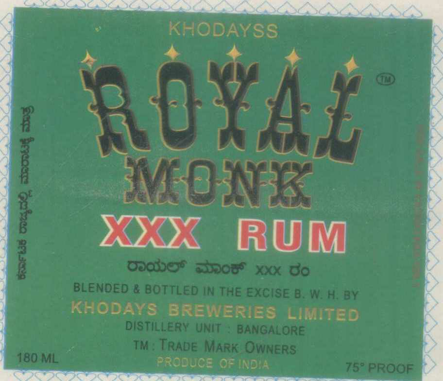 Royal Monk,xxx Rum Device mark 945031 Trademark