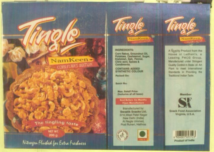 Tingle [namkeen) Device mark 1110561 Trademark
