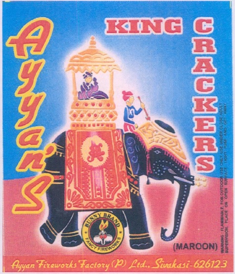 Ayyans King Crackers, Elephant(device) Device mark 1216606 Trademark