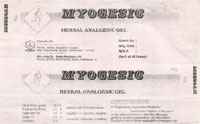 Myogesic Herbal Analgesic Gel Device mark 1086186 Trademark