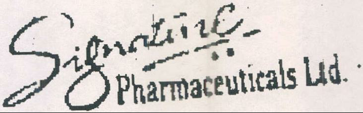 Signature Pharmaceuticals Ltd. Device mark 1131067 Trademark