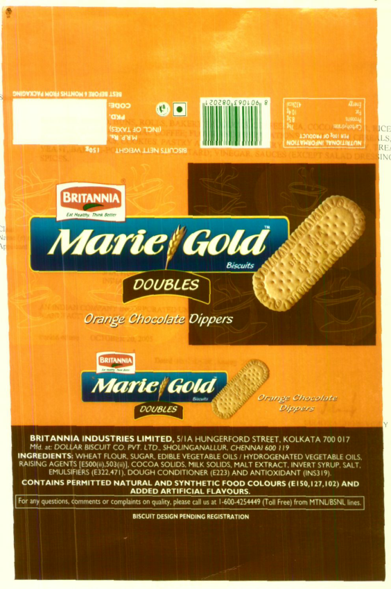 Britannia Marie Gold (label) Device mark 1410832 Trademark