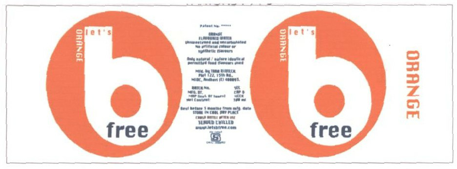 Orange B Free (label) Device mark 1427236 Trademark