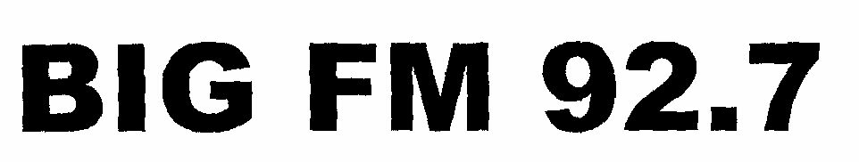 Big Fm 92.7 (letter Written In Heavy Character) Device mark 1476360 Trademark