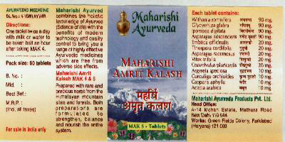 Maharishi Amrit Kalash (label) Device mark 1561590 Trademark