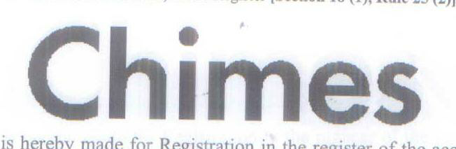 Chimes Device mark 1590482 Trademark