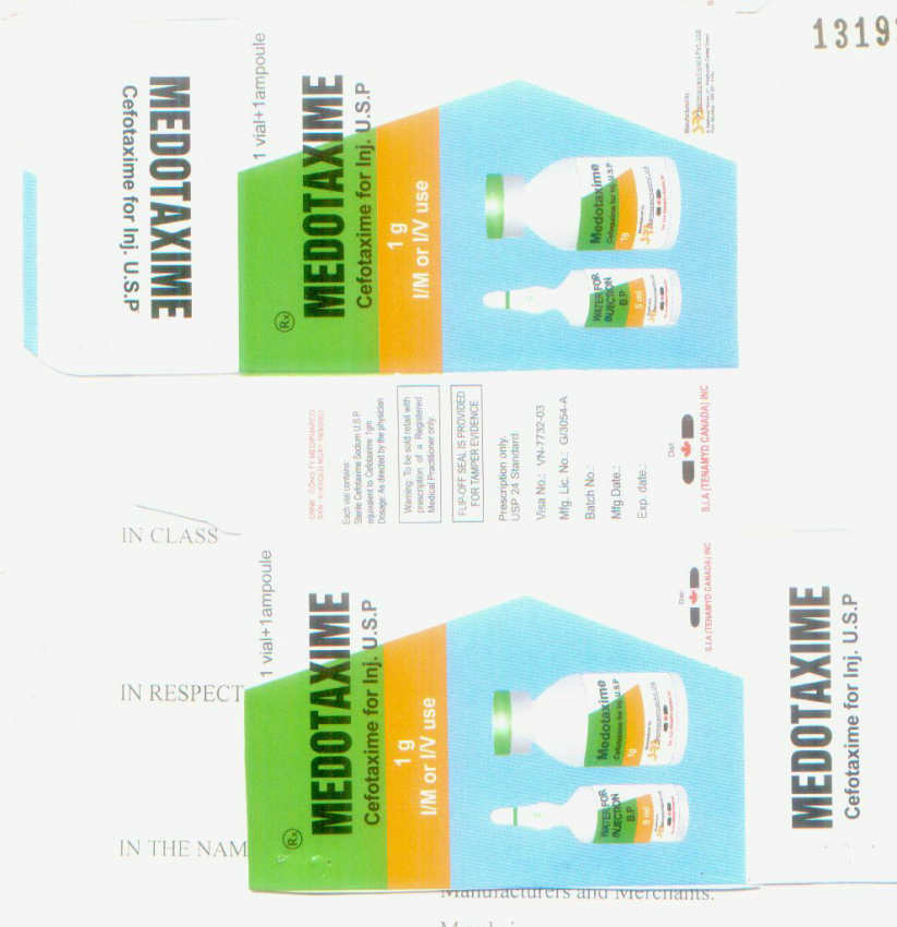 Medotaxime (label). Device mark 1319258 Trademark