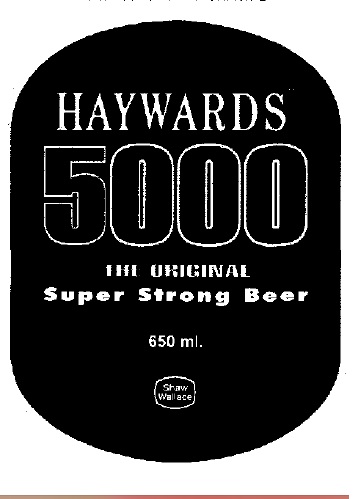 Hywards 5000the Original Super Strong Beer(label) Device mark 1274580 Trademark