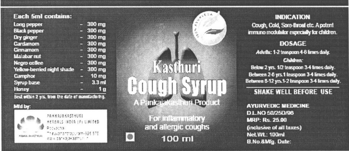 Kasthuri Cough Syrup Device mark 1594333 Trademark