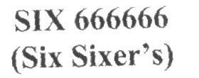 Six 666666 Device mark 1610393 Trademark