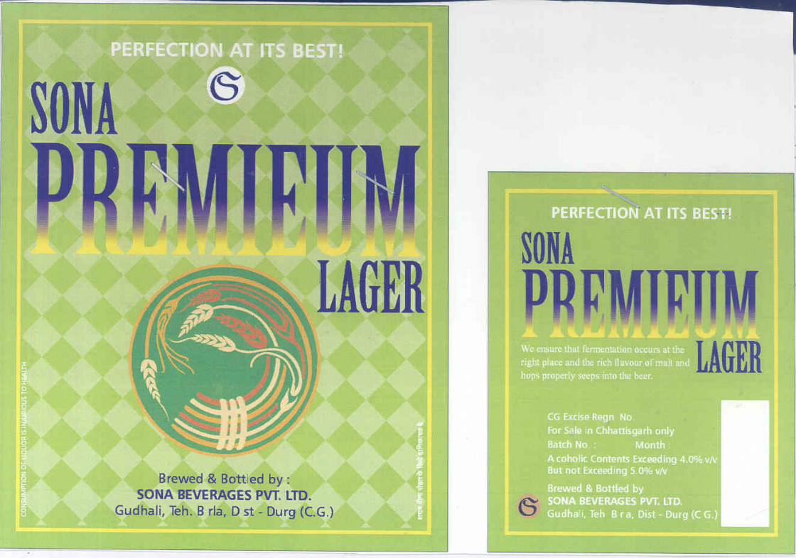 Sona Premium Lager Beer (label) Device mark 1716945 Trademark