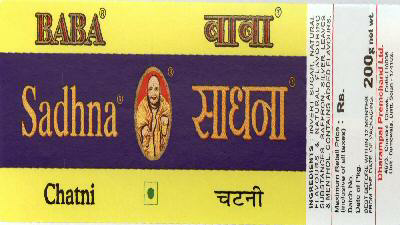 Baba Sadhna Chatni With Label Device mark 1747678 Trademark