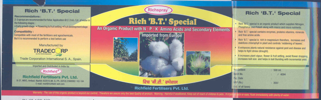 Rich "b. T." Special (label) Device mark 1718808 Trademark