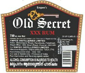 Empee's Old Secret Xxx Rum Device mark 1884929 Trademark