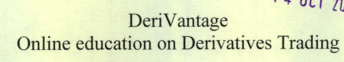 Deri Vantage Online Education On Derivatives Trading Device mark 2220185 Trademark