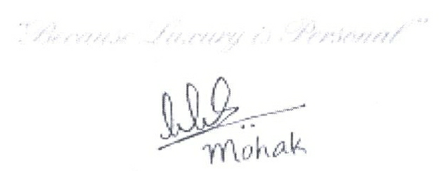 "because Luccury Is Personal" Mohak With Signature Device mark 2326594 Trademark