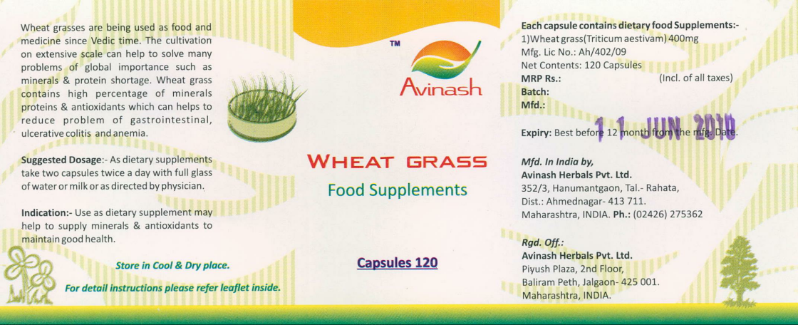 Avinash Wheat Grass Food Supplements Device mark 1978529 Trademark