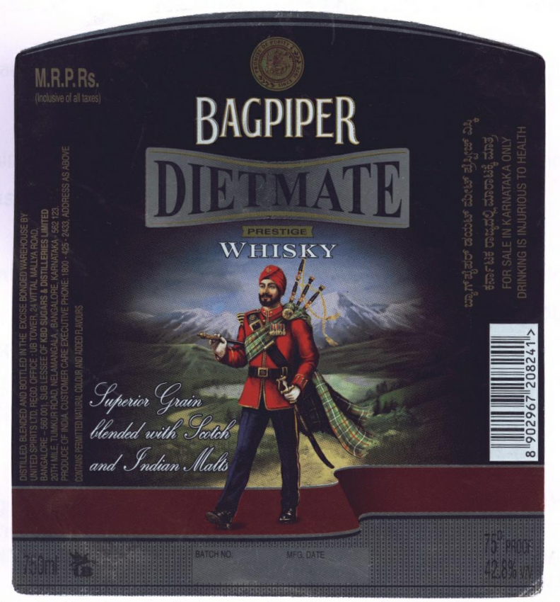 Bagpiper Dietmate Classic Whisky Device mark 2346869 Trademark