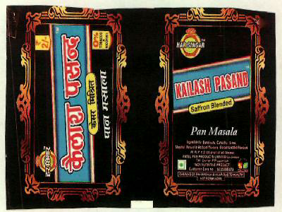 Kailash Pasand (label) Device mark 2597172 Trademark