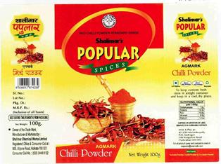 Shalimar's Popular (label) Device mark 2716643 Trademark