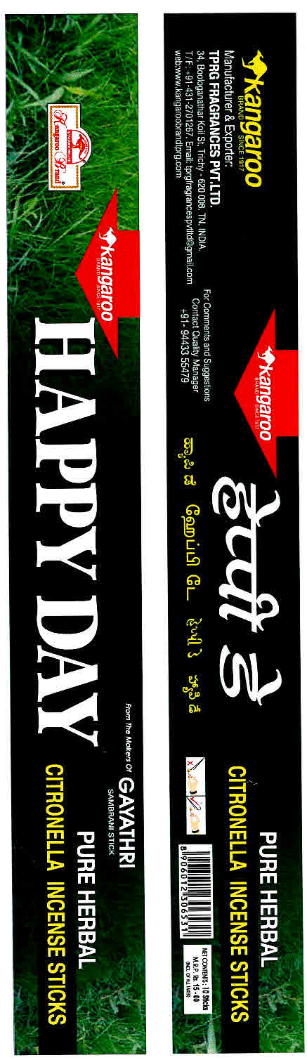 Happy Day Citronella Incense Sticks Pure Herbal Device mark 3012499 Trademark