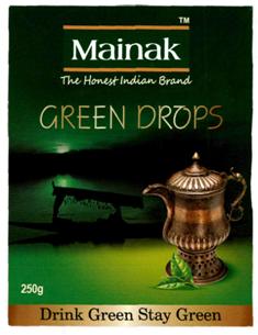 Mainak Green Drops, Device Of Jug, Tea Leaves, Village Scene Device mark 3022825 Trademark