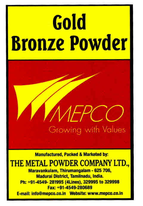 Mepco Growing With Values Gold Bronze Powder Device mark 3000505 Trademark