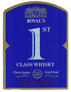 Royal's 1st Class Whisky With Device Of Lion And Crown Device mark 3050218 Trademark