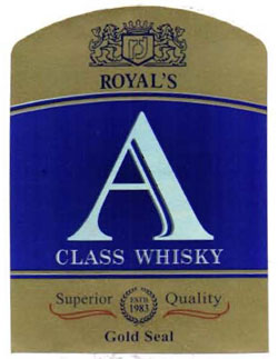 Royal's A Class Whisky With Device Of Lion And Crown Device mark 3050219 Trademark