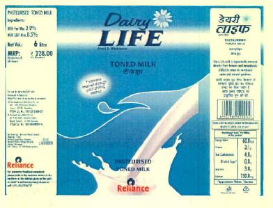 Dairy Life Toned Milk Device mark 3054848 Trademark