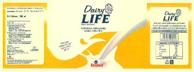 Dairy Life Pasteurised Homogenisld Double Toned Milk Device mark 3054851 Trademark