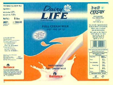 Dairy Life Full Cream Milk Device mark 3054852 Trademark