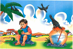 Device Of Boy, House, Tree And Crow Device mark 3083756 Trademark