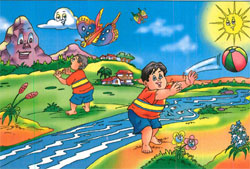 Device Of Boys, Butterflys, Sun And Ball Device mark 3083762 Trademark