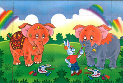 Device Of Elephants, Colors And Rabbit Device mark 3083766 Trademark