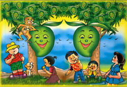 Device Of Boys, Girls, Mango Tree And Monkey Device mark 3083768 Trademark