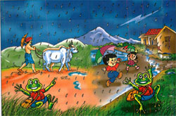 Device Of Cows, Man, Frog And Girls Device mark 3083772 Trademark