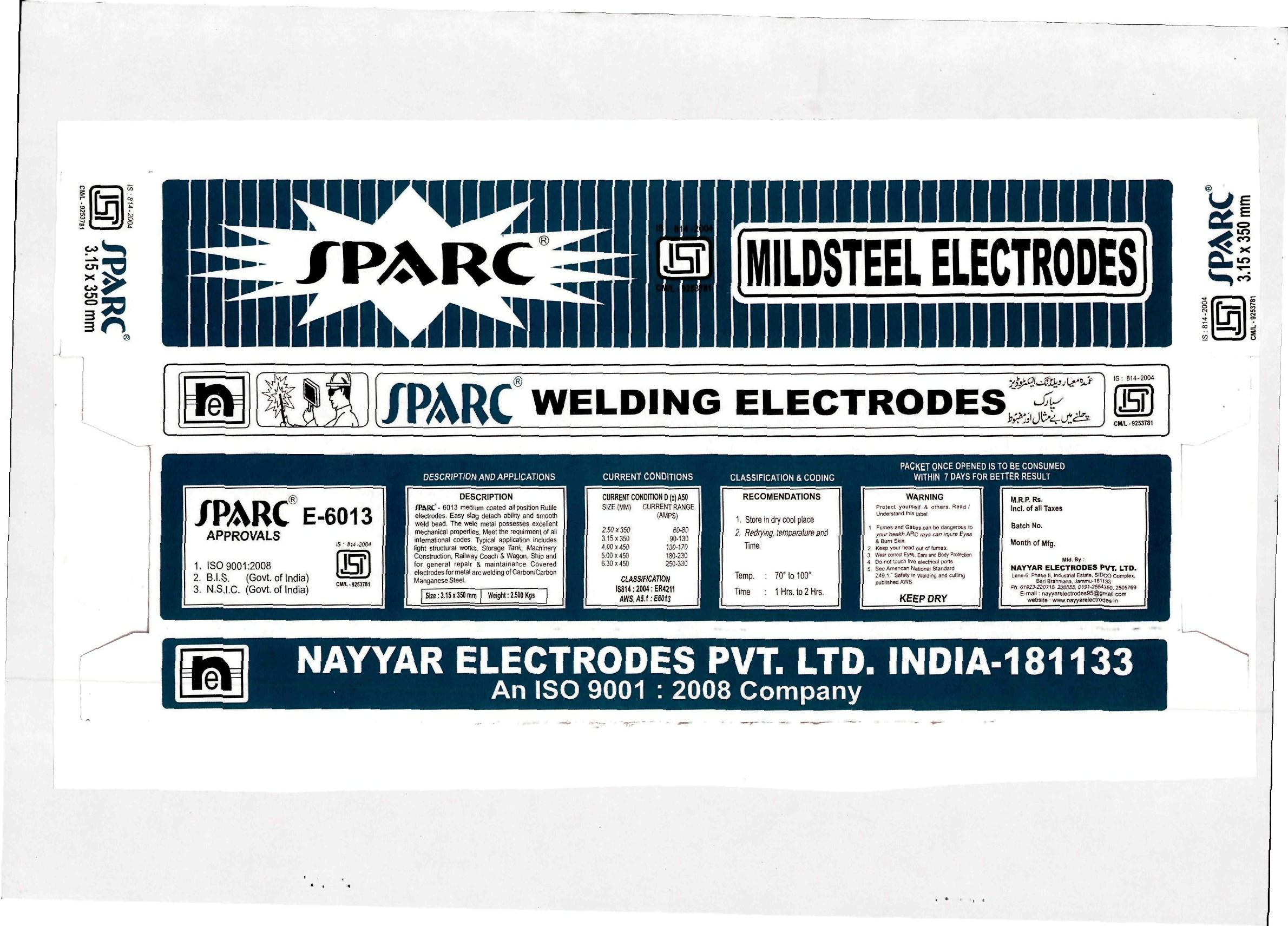 Sparc Welding Electrodes Device mark 3117919 Trademark