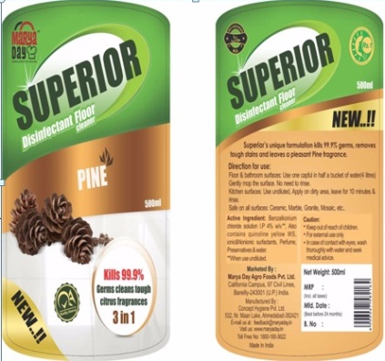 Marya Day Superior Disinfectant Floor Cleaner Pine Device mark 3128380 Trademark