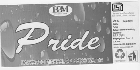 Bbm Pride Packaged Mineral Driniking Water Device mark 3174235 Trademark
