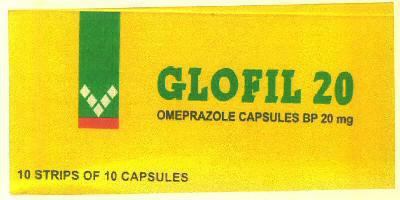 Glofil 20 Omeprazole Capsules Bp 20 Mg Device mark 3275452 Trademark
