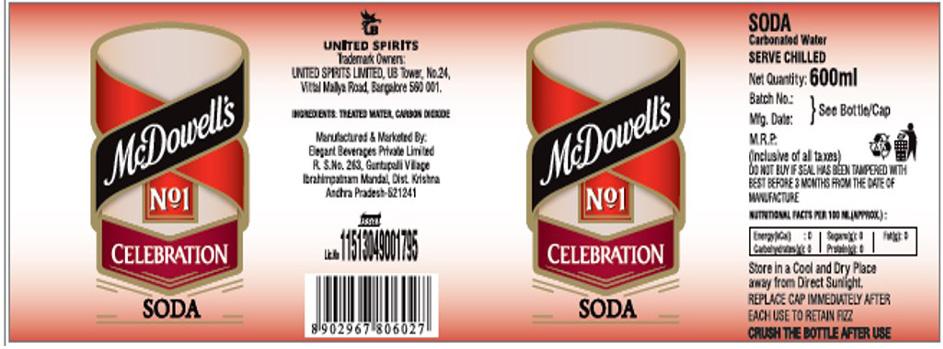 Mcdowell's No. 1 Celebration Soda Device mark 3257907 Trademark