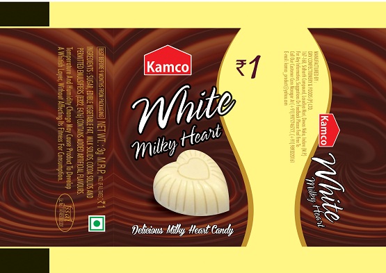Kamco White Milky Heart Candy Device mark 3314406 Trademark