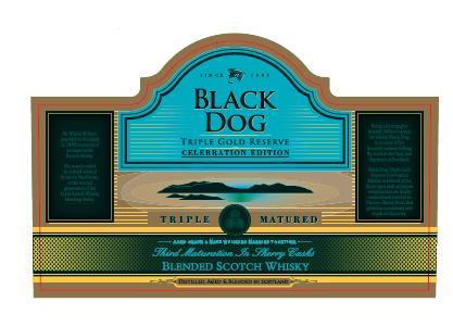 Black Dog Triple Gold Reserve Blended Scotch Whisky – Celebration Edition”. Device mark 3314874 Trademark