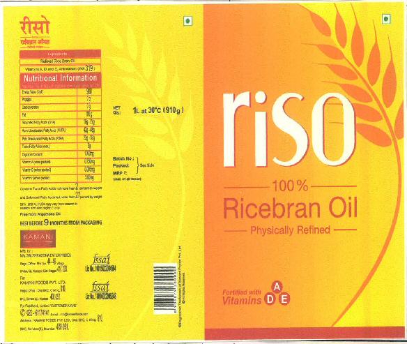 Riso Ricebran Oil Physically Refined Device mark 3371747 Trademark