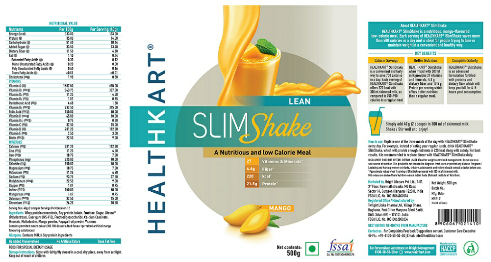 Healthkart Slimshake Label Device mark 3476162 Trademark